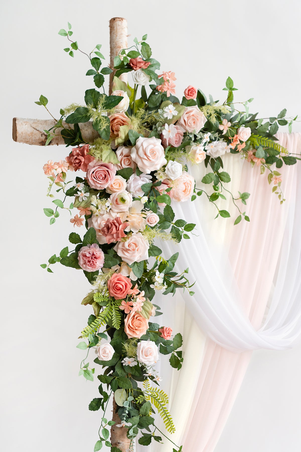 Flower Arch Decor with Drapes in Garden Blush