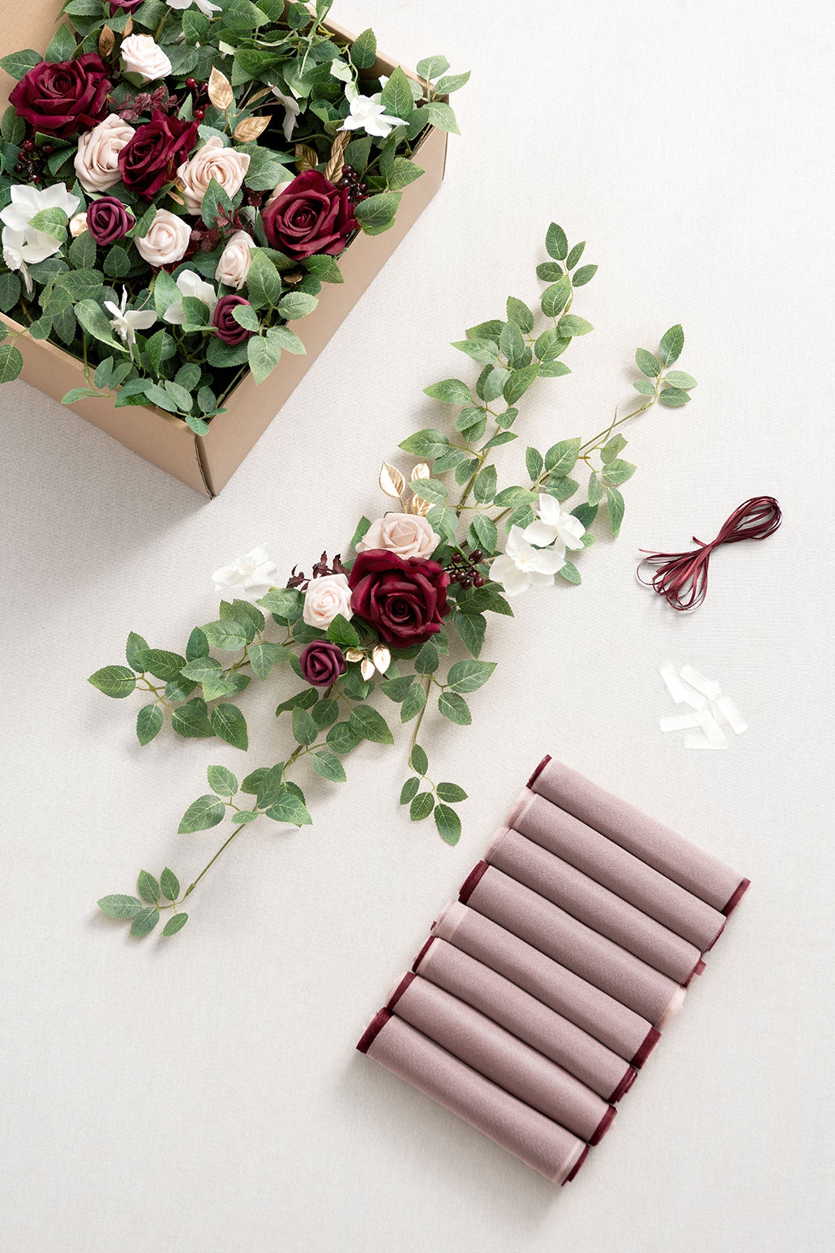 Wedding Aisle Chair Flower Decoration in Romantic Marsala