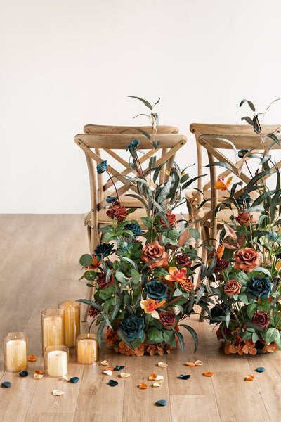 Altar Decor Free-Standing Flowers in Dark Teal & Burnt Orange | Clearance