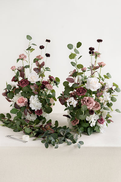 Oversized Free-Standing Ground Flower Arrangment in Dusty Rose & Mauve