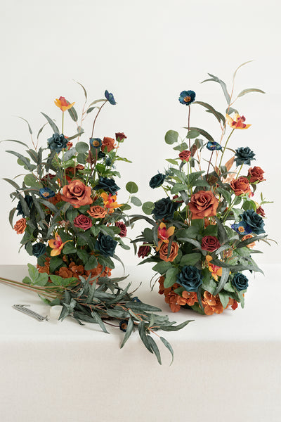 Altar Decor Free-Standing Flowers in Dark Teal & Burnt Orange | Clearance