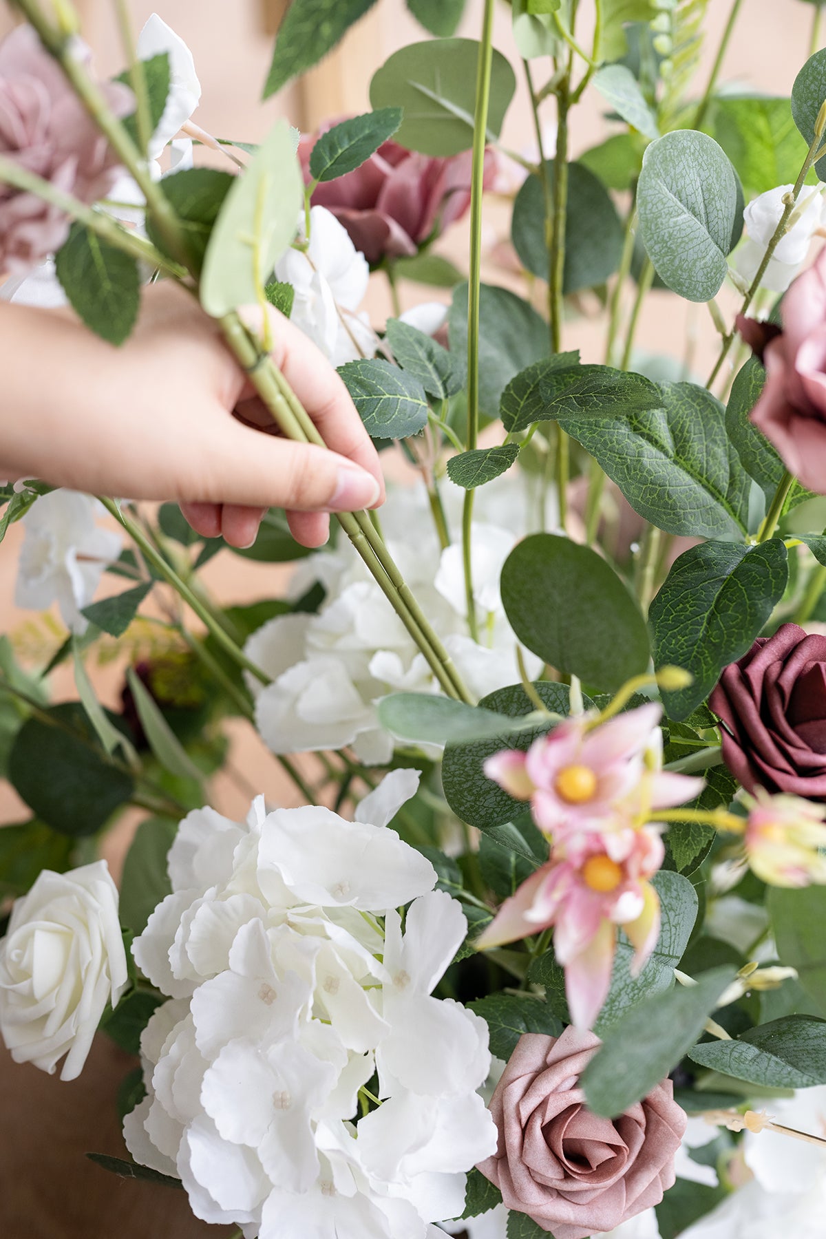 Altar Decor Free-Standing Flowers in Dusty Rose & Cream