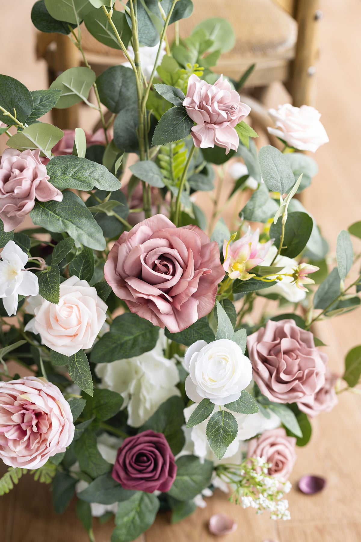 Oversized Free-Standing Ground Flower Arrangment in Dusty Rose & Cream