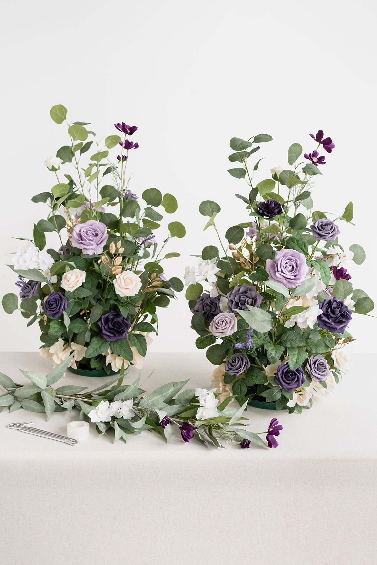 Oversized Free-Standing Ground Flower Arrangment in Lilac & Gold