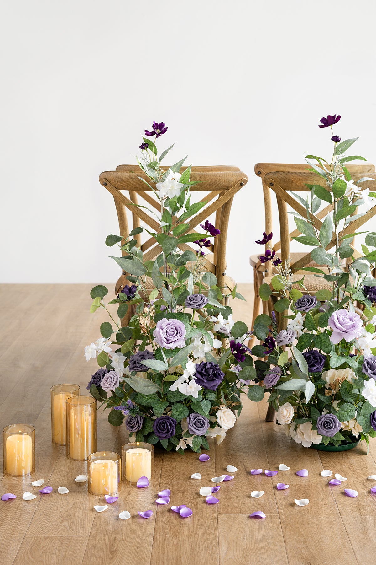 Oversized Free-Standing Ground Flower Arrangment in Lilac & Gold