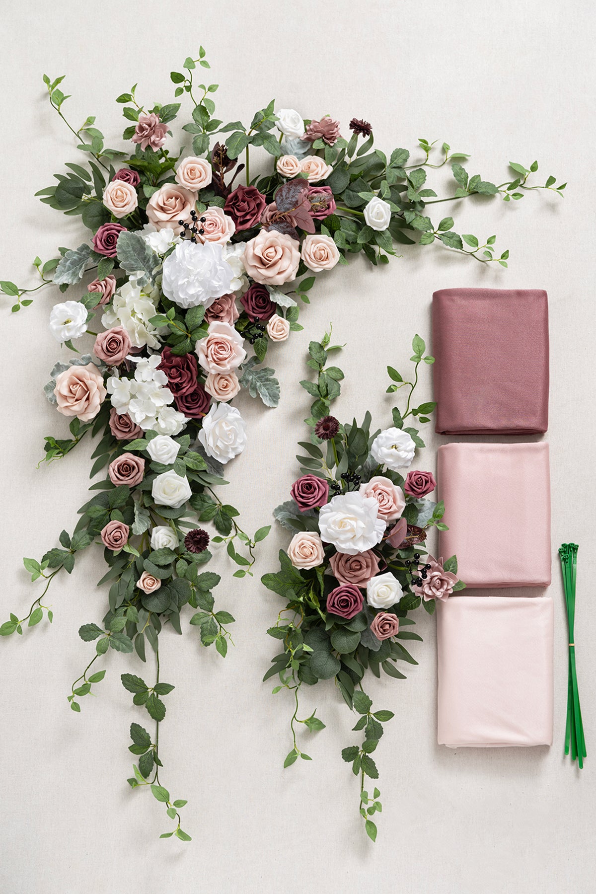 Flower Arch Decor with Drapes in Dusty Rose & Mauve
