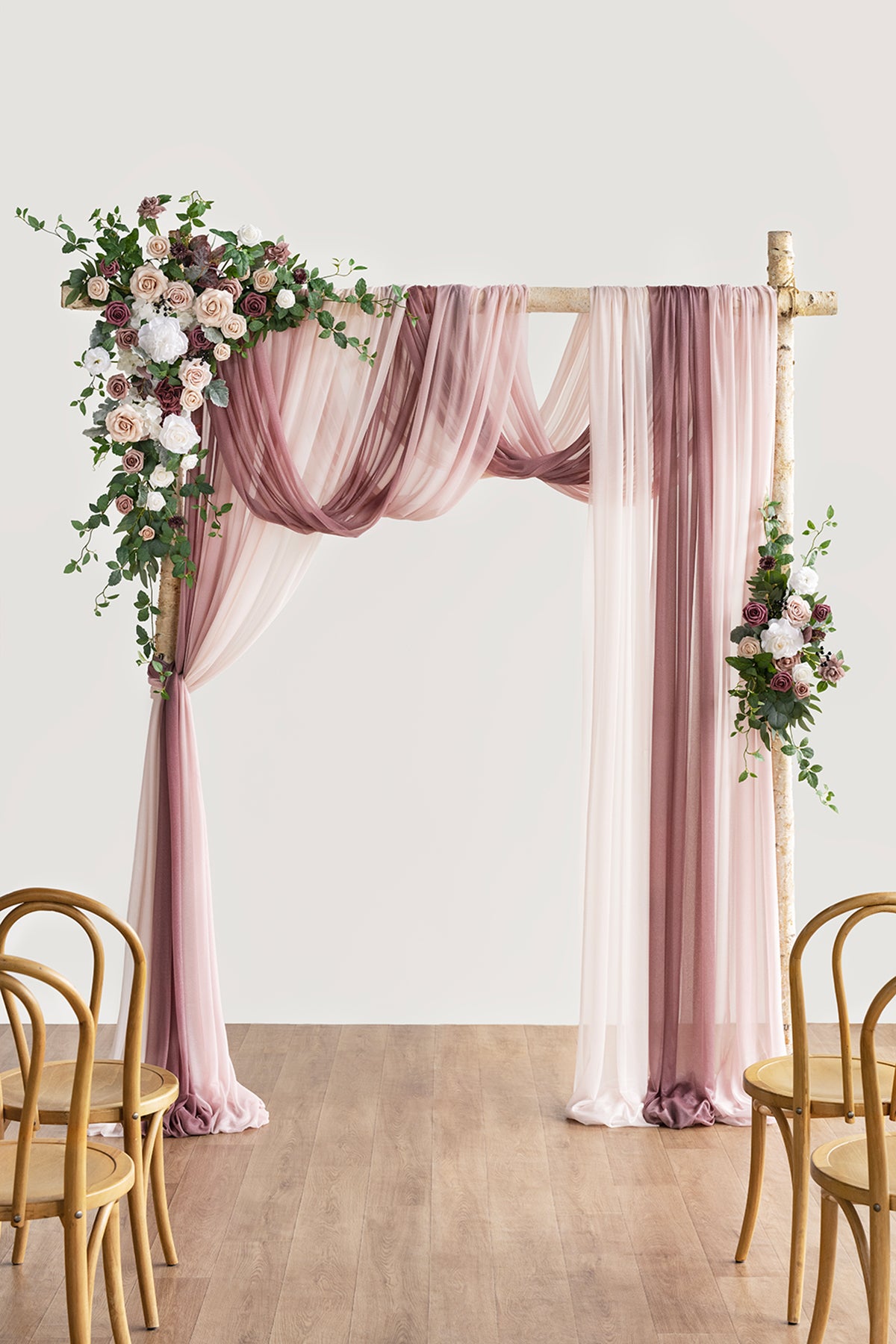 Flower Arch Decor with Drapes in Dusty Rose & Mauve