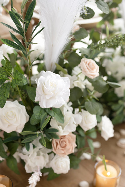 Oversized Free-Standing Ground Flower Arrangment in White & Sage