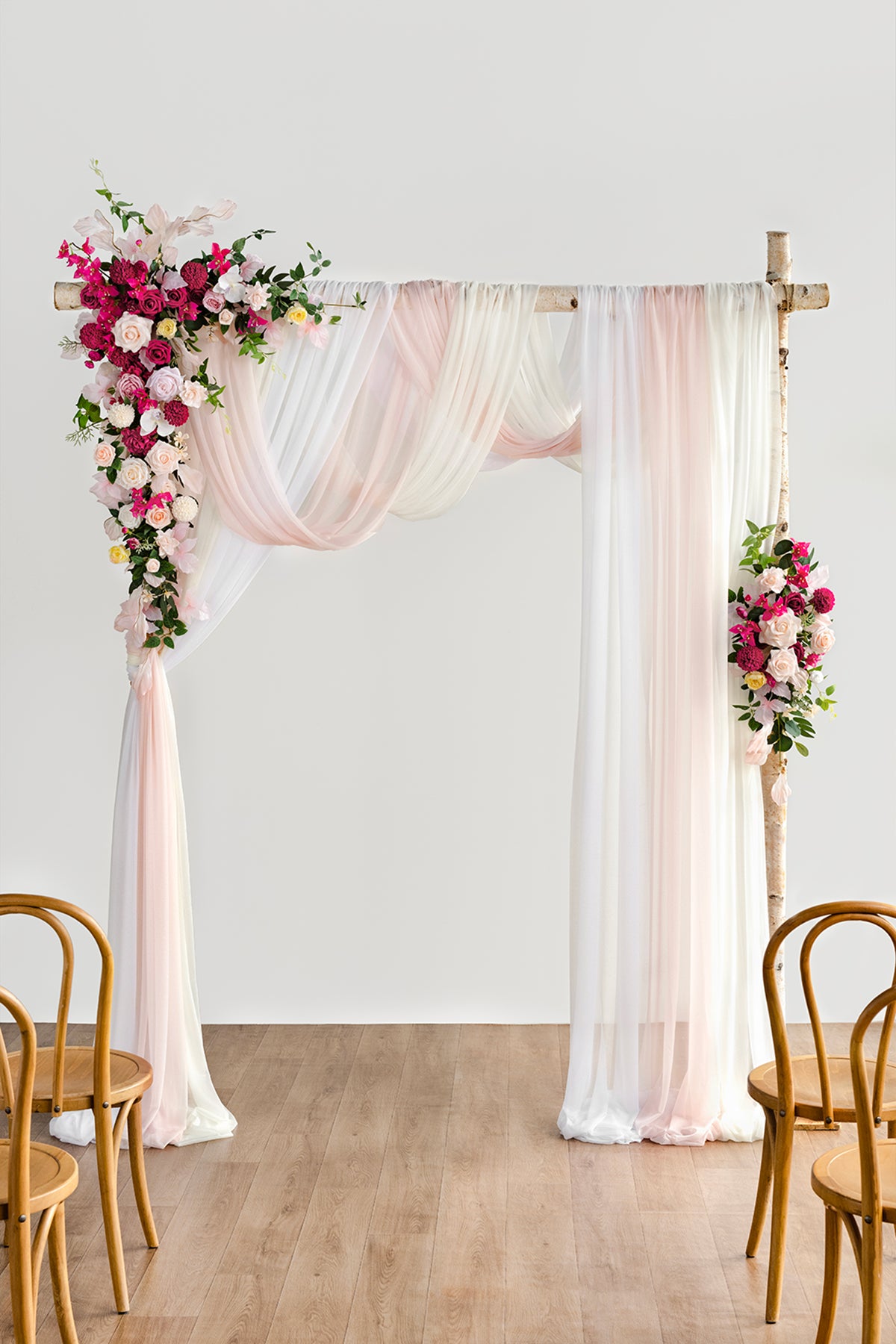 Flower Arch Decor with Drapes in Passionate Pink & Blush