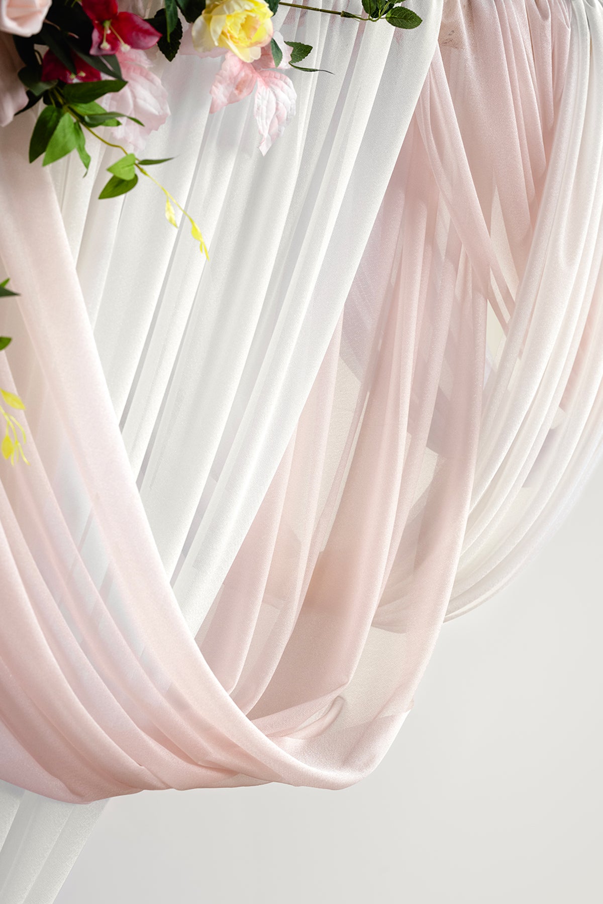 Flower Arch Decor with Drapes in Passionate Pink & Blush