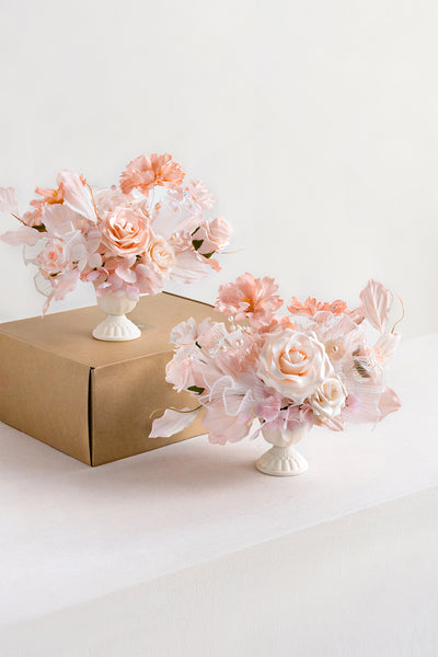 Large Floral Centerpiece Set in Glowing Blush & Pearl