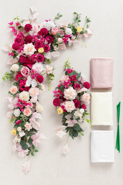 Flower Arch Decor with Drapes in Passionate Pink & Blush