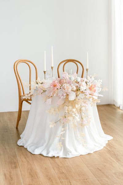 Sweetheart Table Floral Swags in Glowing Blush & Pearl