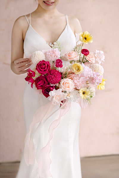 Small Free-Form Bridal Bouquet in Passionate Pink & Blush