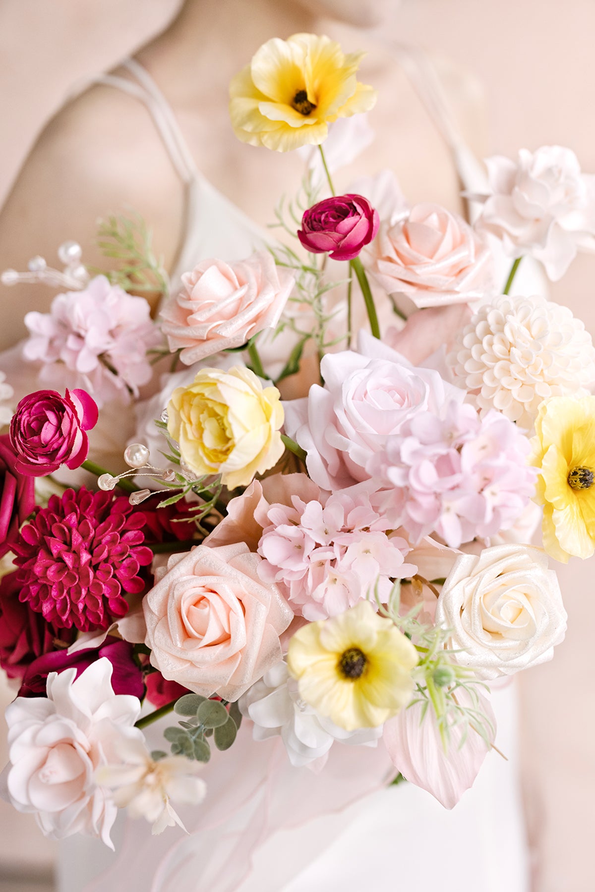Small Free-Form Bridal Bouquet in Passionate Pink & Blush
