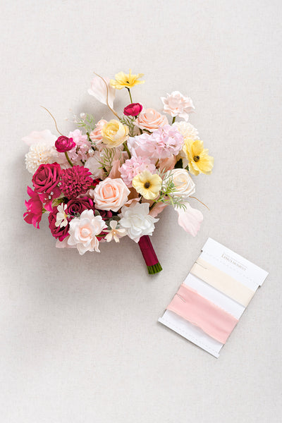 Flash Sale | Small Free-Form Bridal Bouquet in Passionate Pink & Blush | Clearance