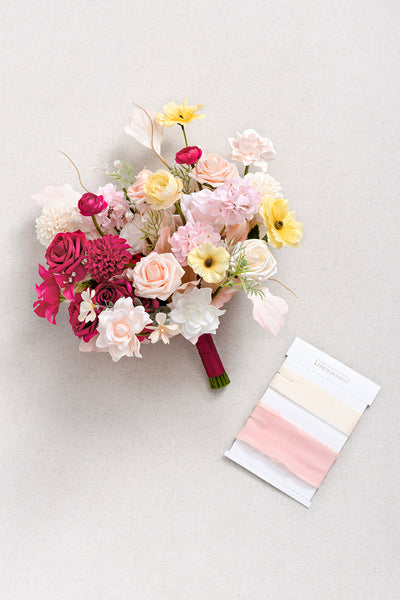 Small Free-Form Bridal Bouquet in Passionate Pink & Blush