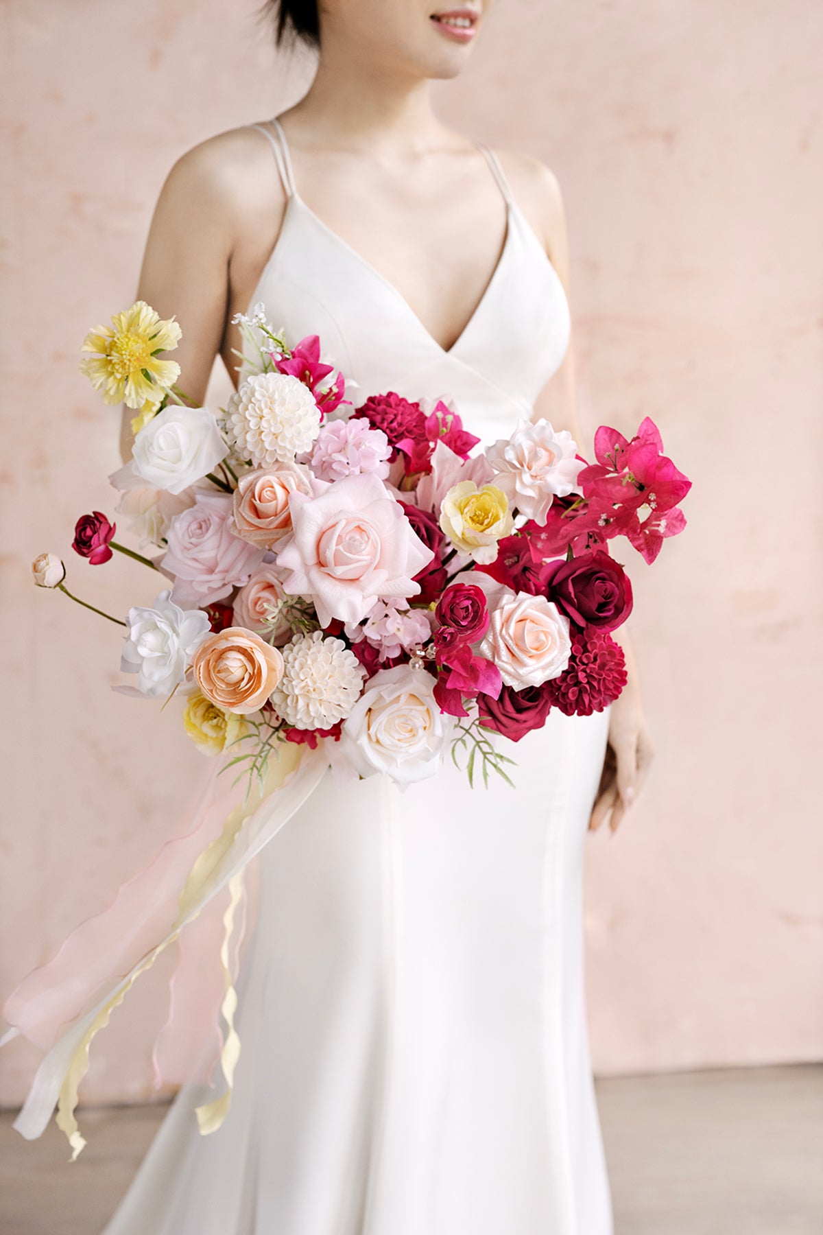 Medium Free-Form Bridal Bouquet in Passionate Pink & Blush