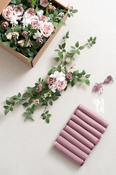 Wedding Aisle Chair Flower Decoration in Dusty Rose & Cream