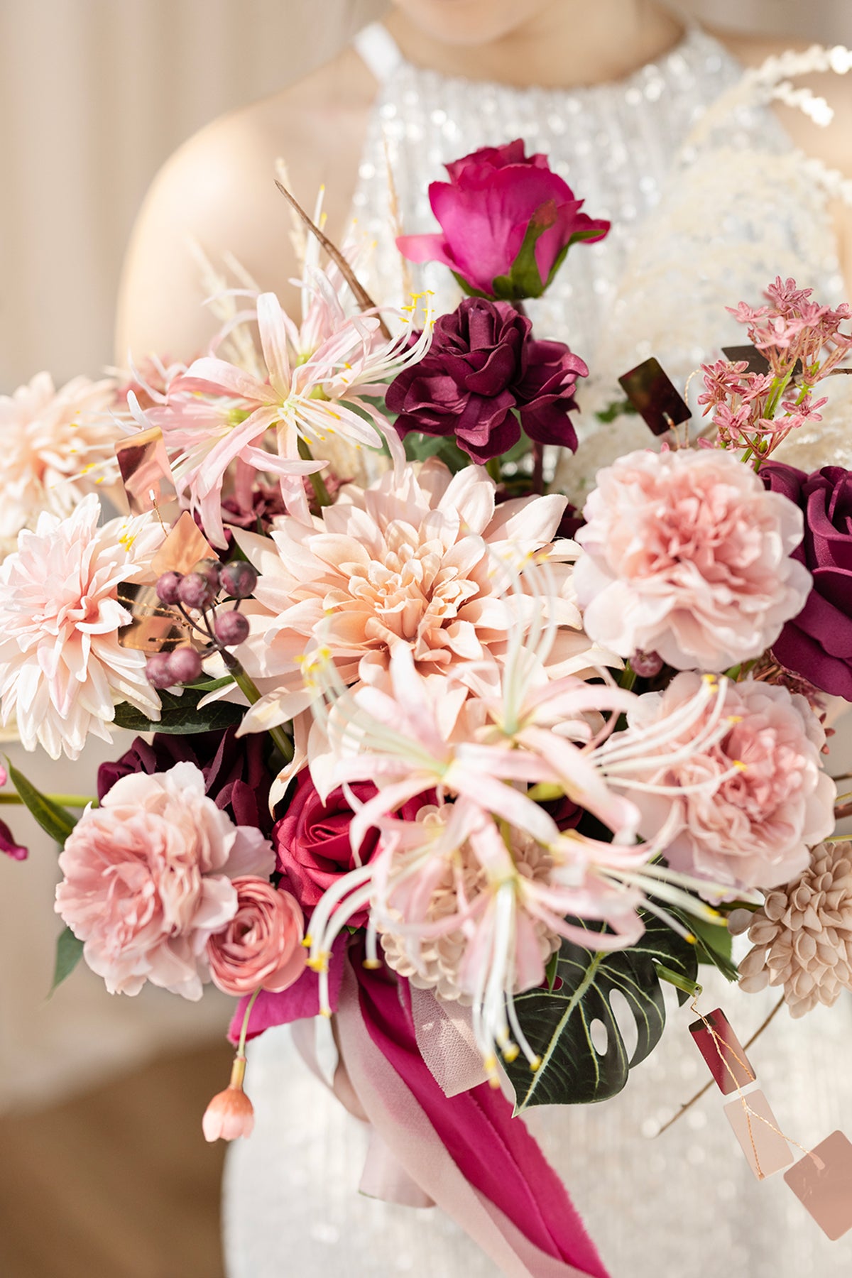 Medium Free-Form Bridal Bouquet in Valentine Magenta