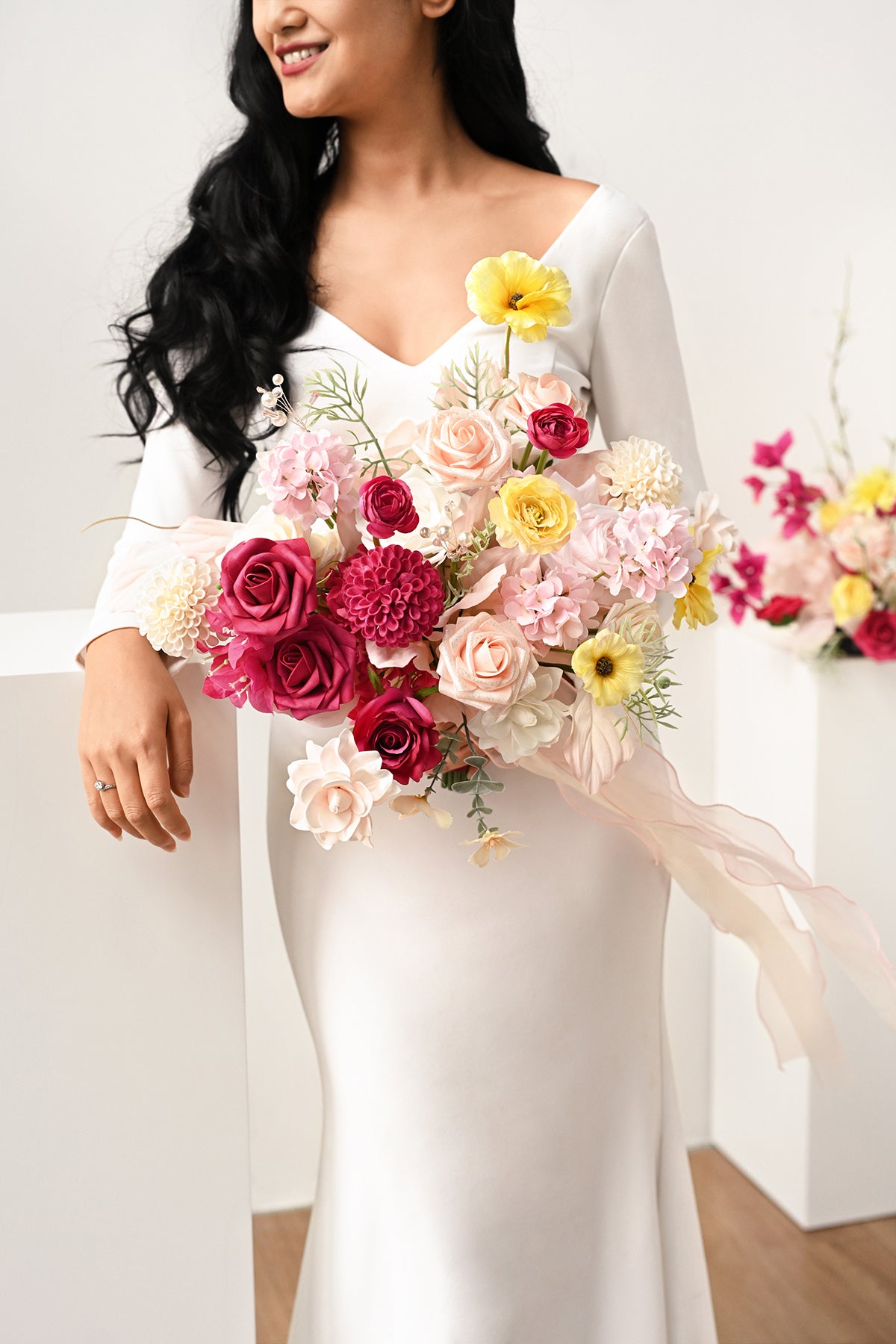 Flash Sale | Small Free-Form Bridal Bouquet in Passionate Pink & Blush | Clearance