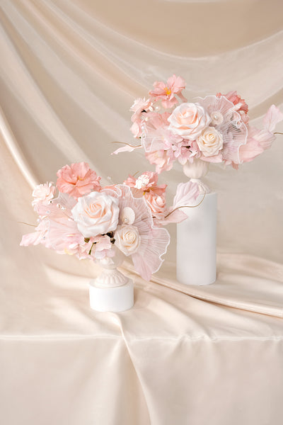 Large Floral Centerpiece Set in Glowing Blush & Pearl | Clearance
