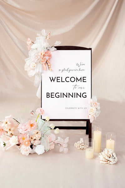 Flower Sign Decor in Glowing Blush & Pearl