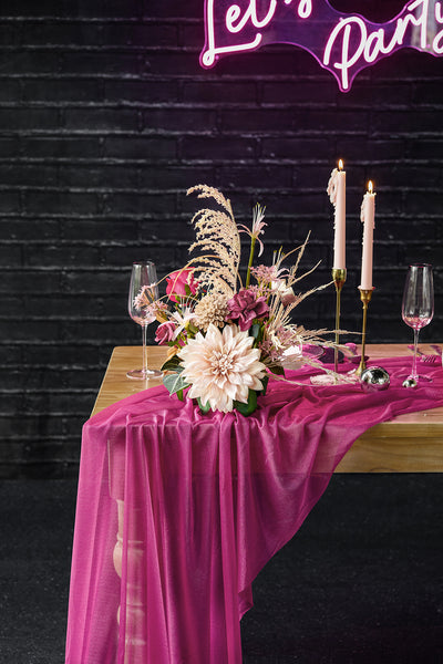 Flower Arrangement Set for Table in Valentine Magenta