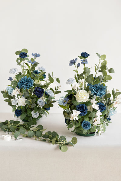 Altar Decor Free-Standing Flowers in Dusty Blue & Navy