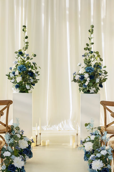 Altar Decor Free-Standing Flowers in Dusty Blue & Navy