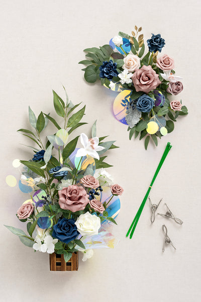 Deluxe Combo Set Flower Sign Decor in Dusty Rose & Navy | Clearance