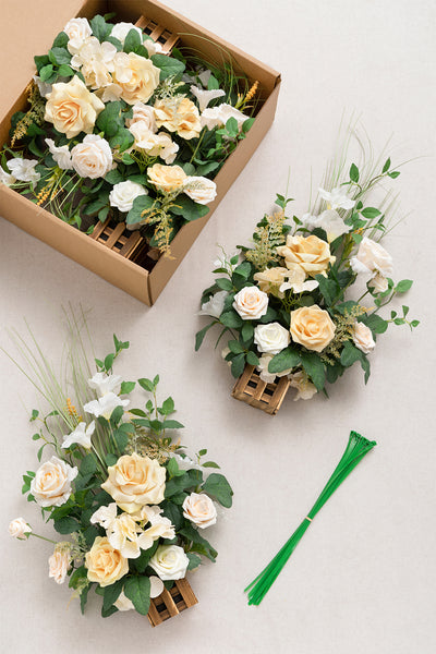 Wedding Aisle Runner Flower Arrangement in Lemonade Yellow | Clearance