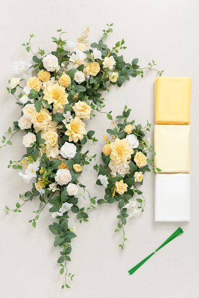 Flower Arch Decor with Drapes in Lemonade Yellow | Clearance
