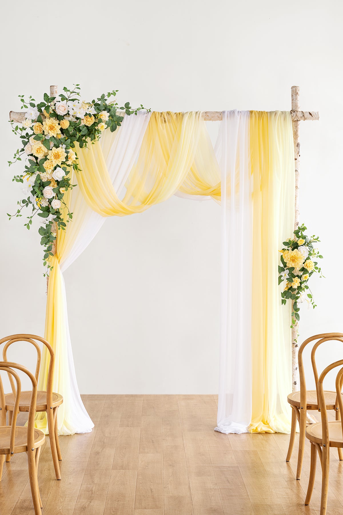 Flower Arch Decor with Drapes in Lemonade Yellow | Clearance