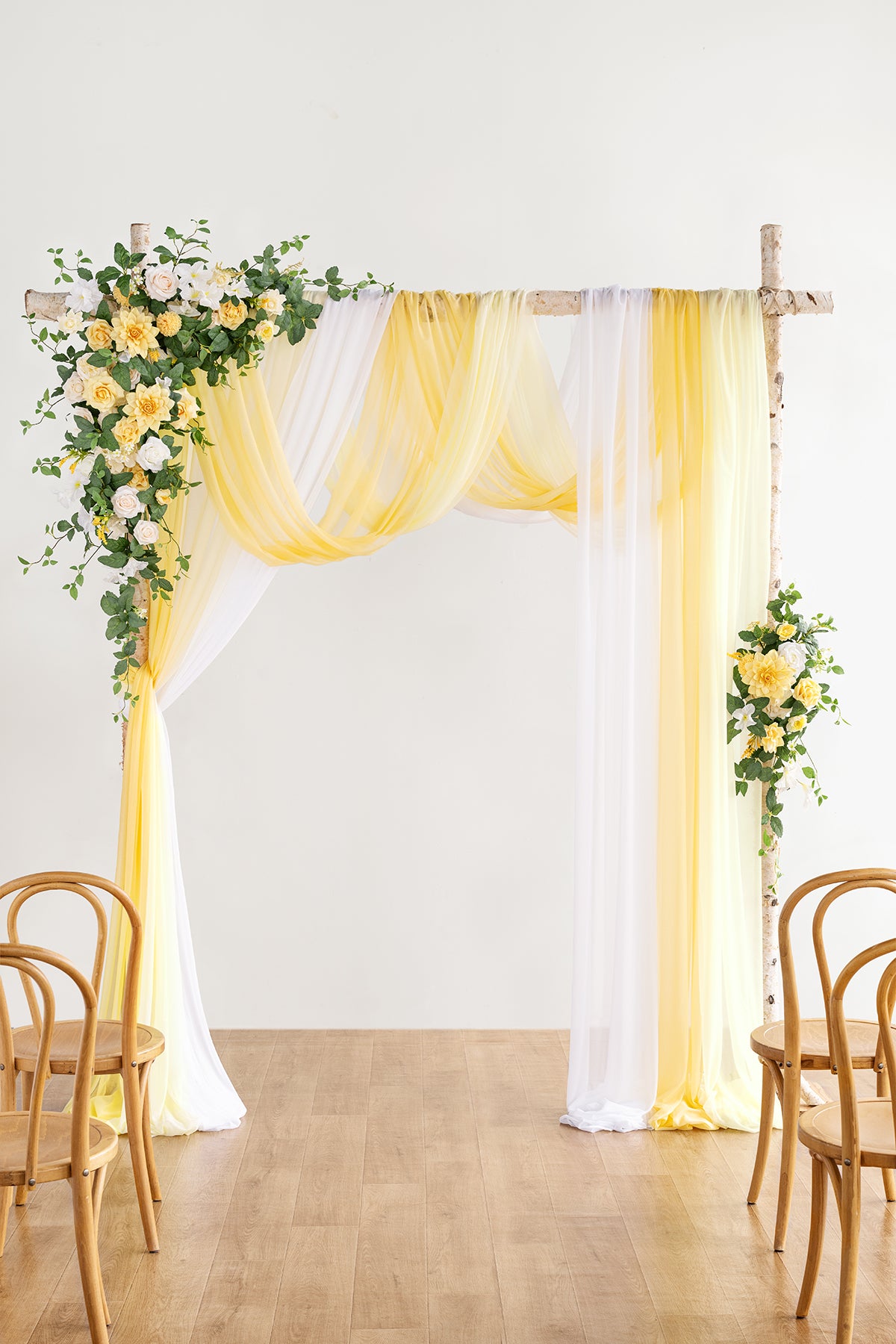 Flower Arch Decor with Drapes in Lemonade Yellow