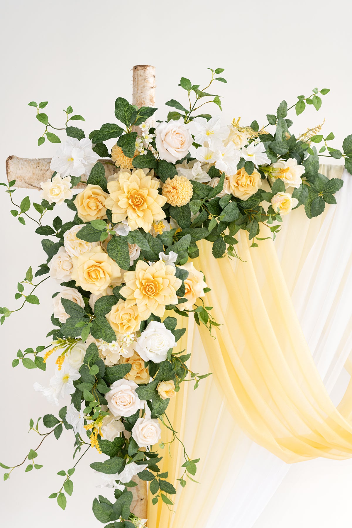 Flower Arch Decor with Drapes in Lemonade Yellow | Clearance