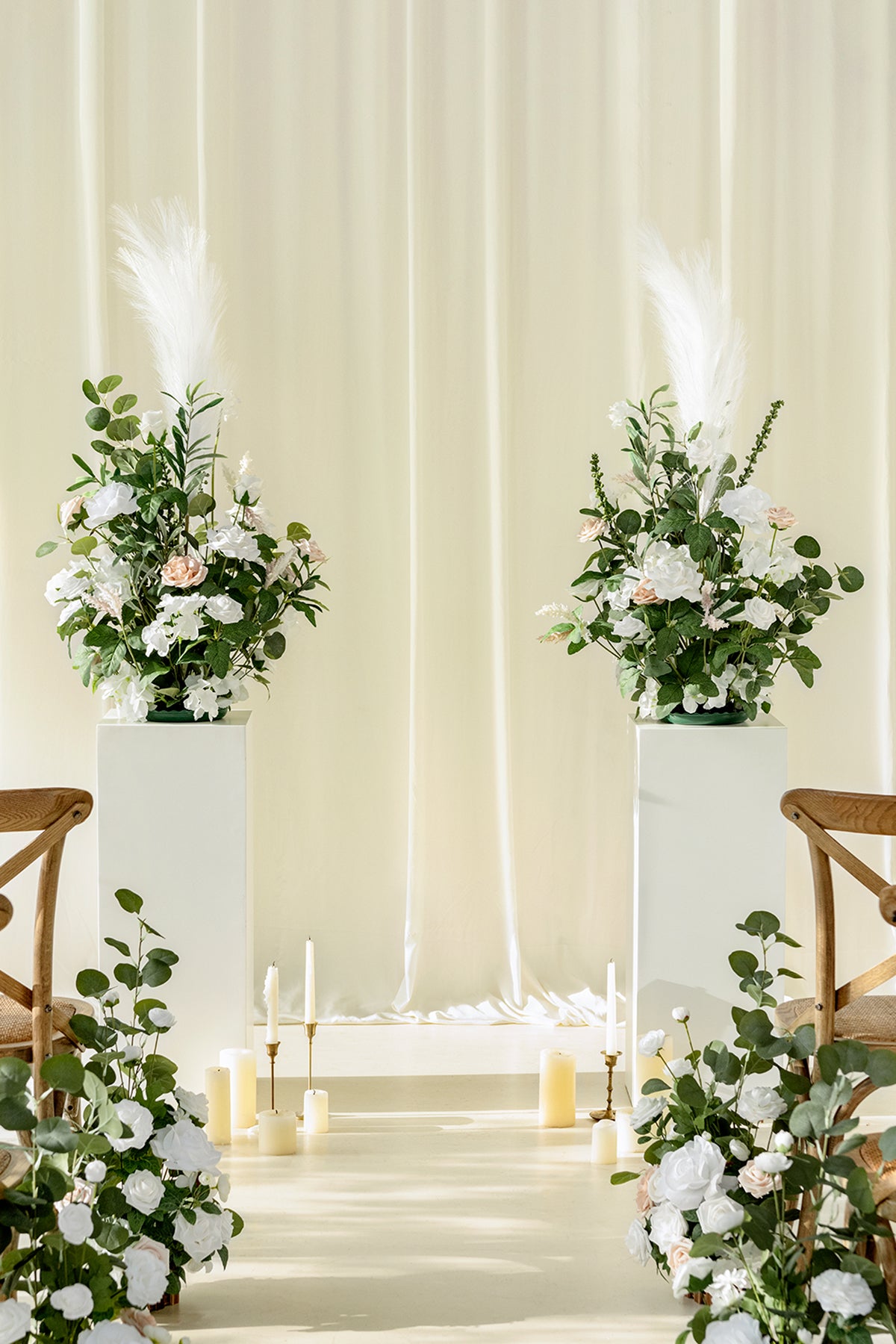 Altar Decor Free-Standing Flowers in White & Sage