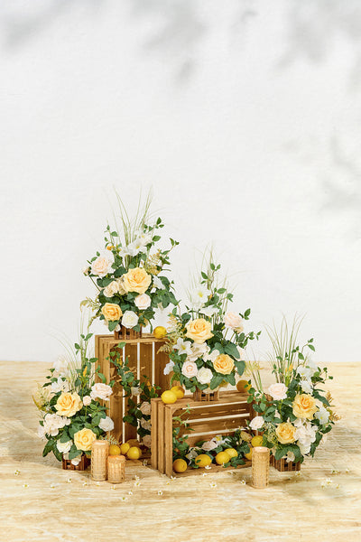 Wedding Aisle Runner Flower Arrangement in Lemonade Yellow | Clearance