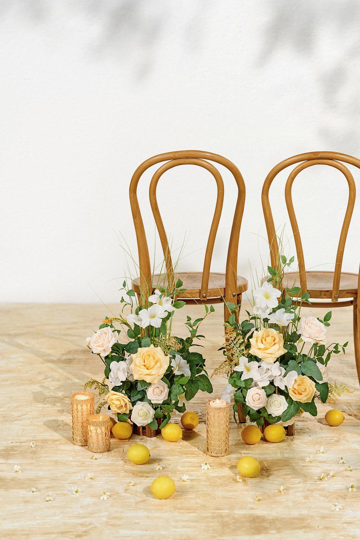 Wedding Aisle Runner Flower Arrangement in Lemonade Yellow