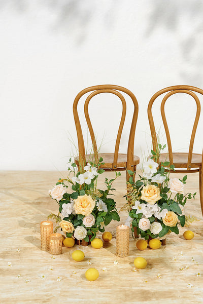 Wedding Aisle Runner Flower Arrangement in Lemonade Yellow