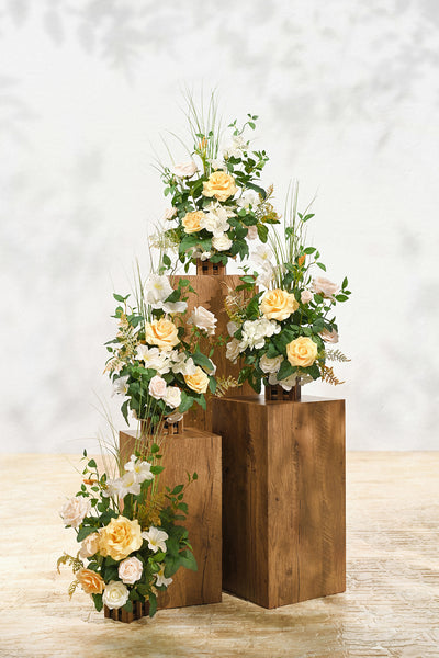 Wedding Aisle Runner Flower Arrangement in Lemonade Yellow | Clearance