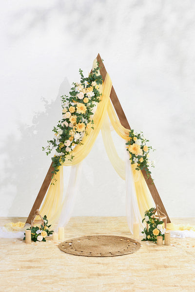 Flower Arch Decor with Drapes in Lemonade Yellow | Clearance