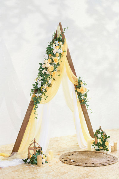 Flower Arch Decor with Drapes in Lemonade Yellow | Clearance