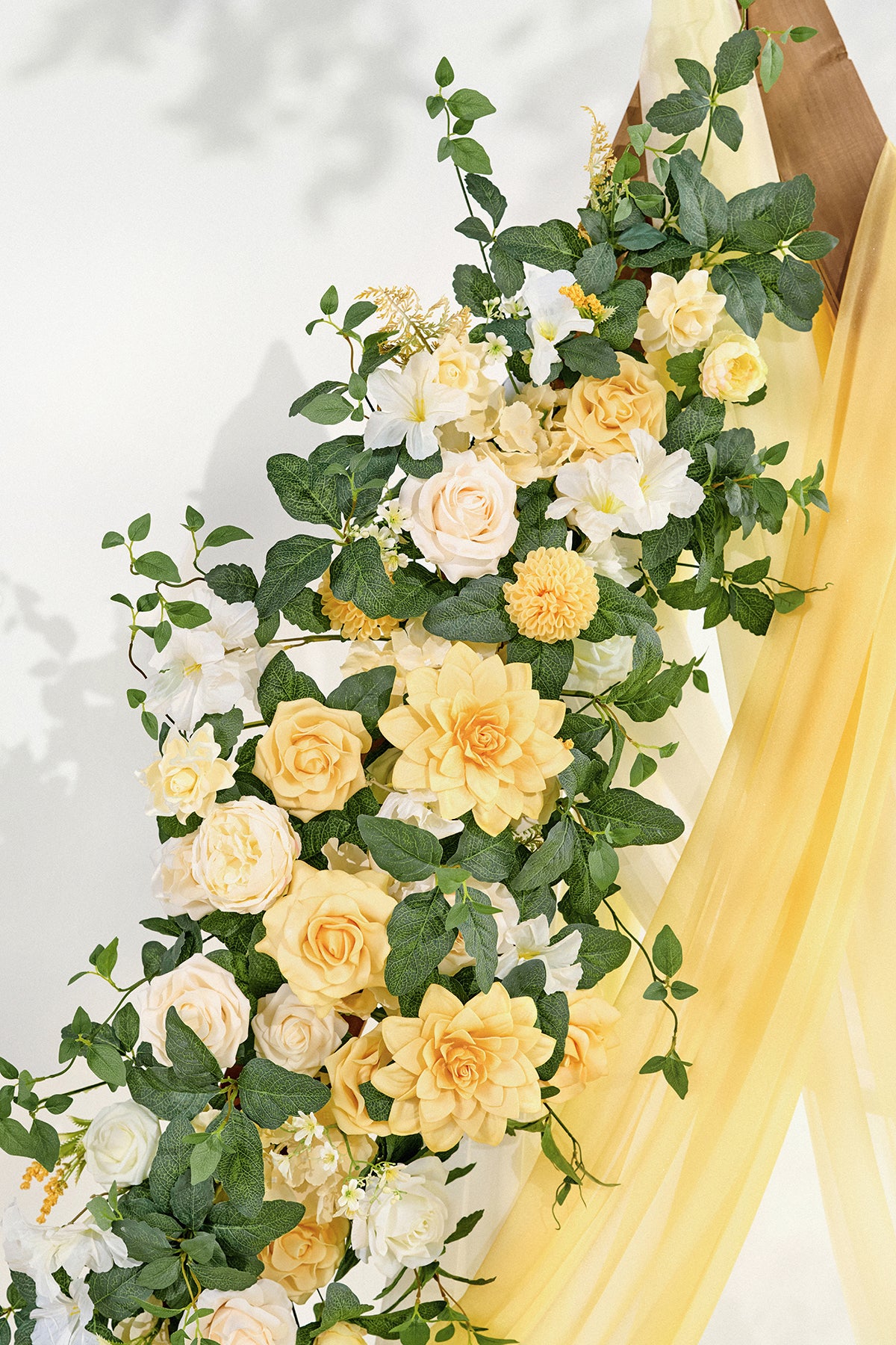 Flower Arch Decor with Drapes in Lemonade Yellow