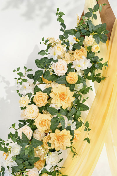 Flower Arch Decor with Drapes in Lemonade Yellow | Clearance