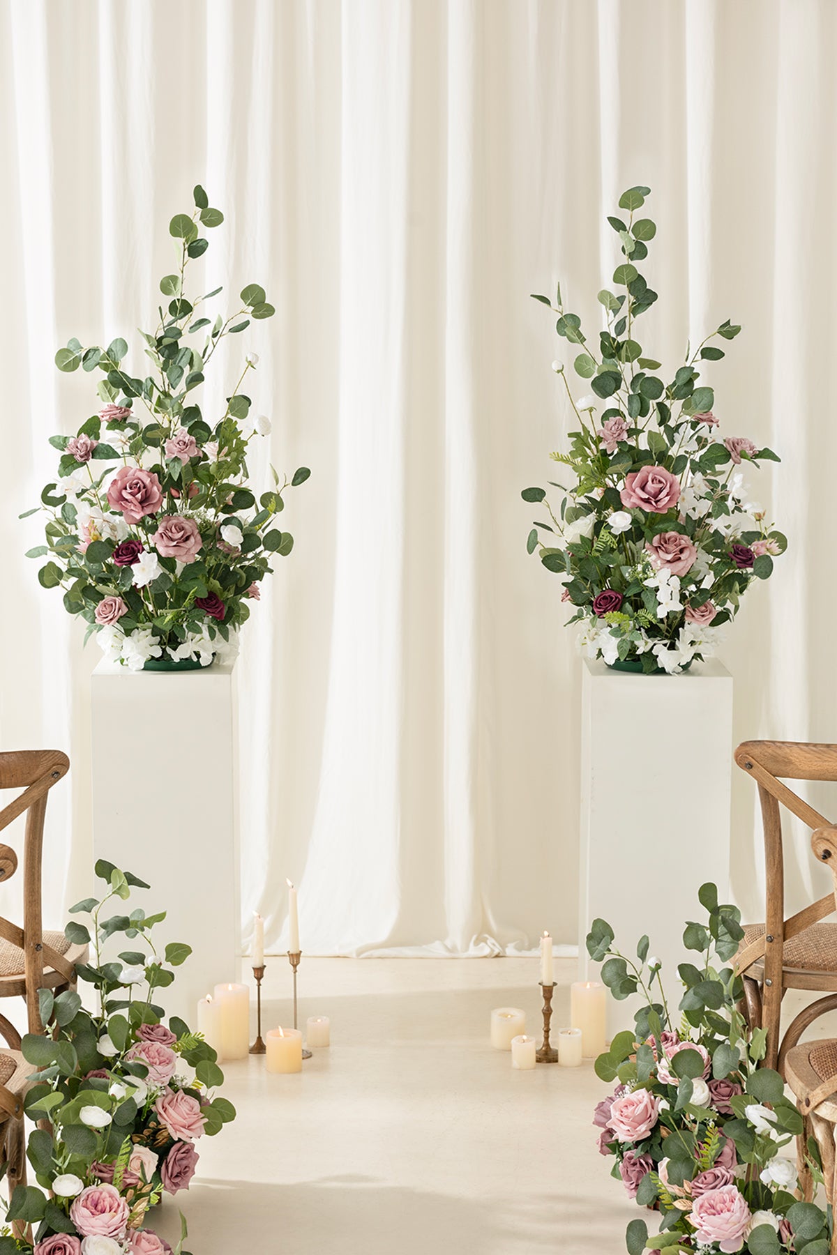 Altar Decor Free-Standing Flowers in Dusty Rose & Cream