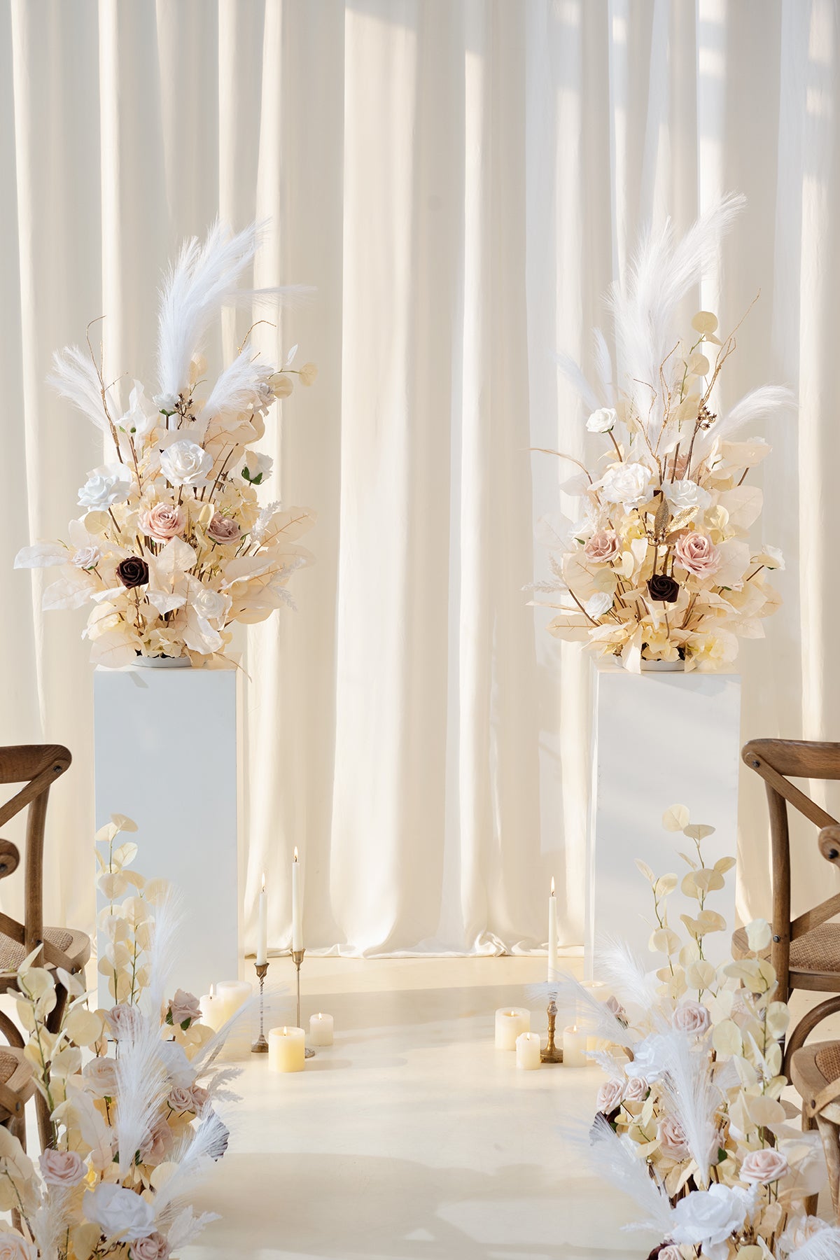 Altar Decor Free-Standing Flowers in White & Beige