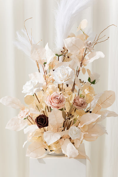 Altar Decor Free-Standing Flowers in White & Beige