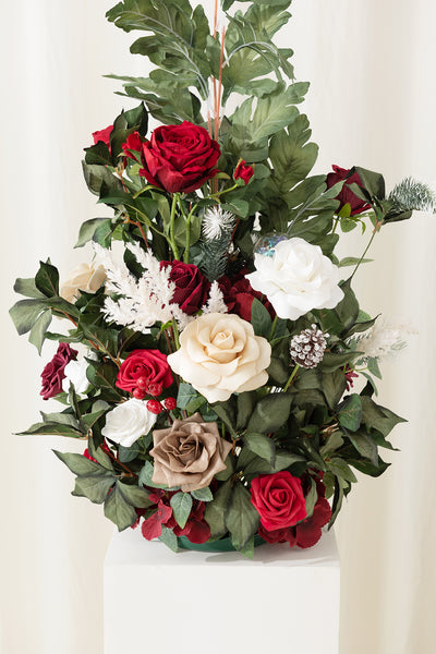 Altar Decor Free-Standing Flowers in Christmas Red & Sparkle