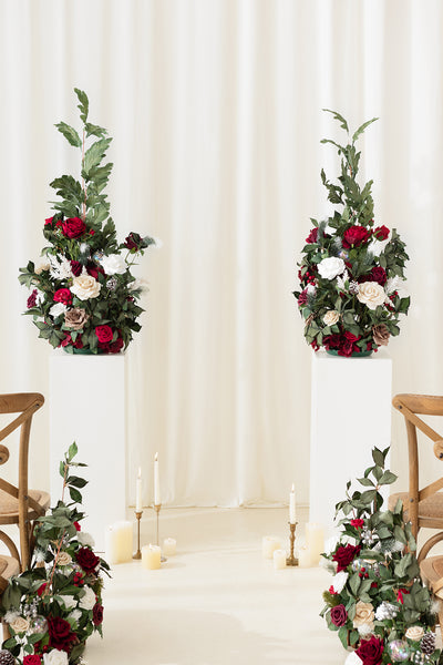 Altar Decor Free-Standing Flowers in Christmas Red & Sparkle